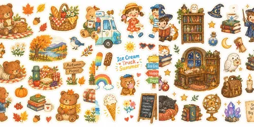 Cozy Crayon Sticker Sheet Set Creator generated by chatgpt-image