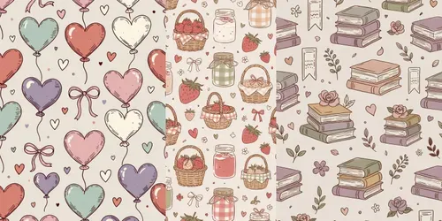 Pastel Coquette Cottagecore Patterns generated by grok-image