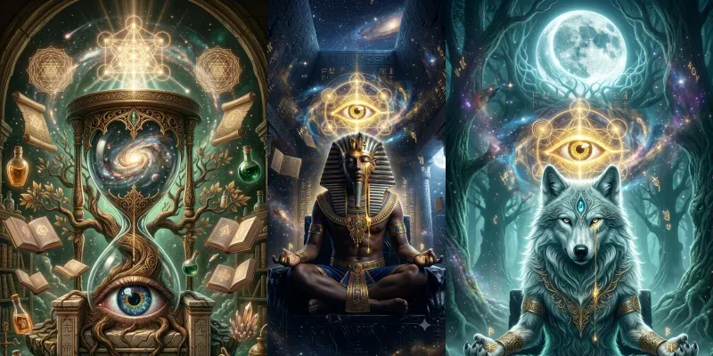 Mystical Gold Third Eye Oracle Art generated by undefined