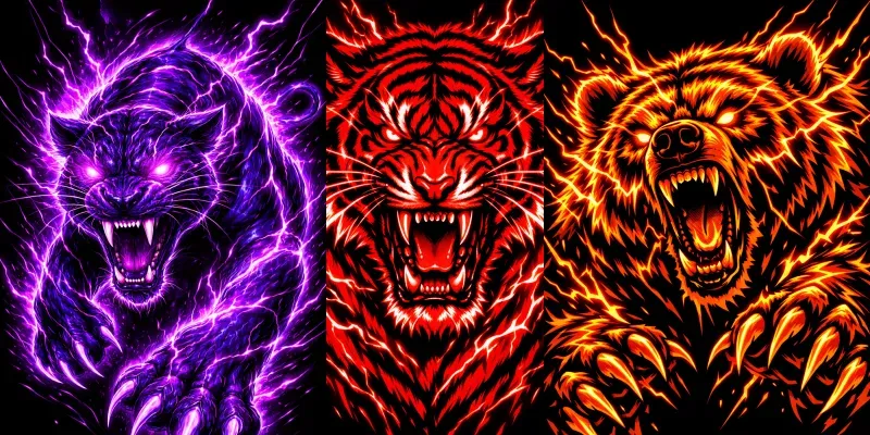 Ferocious Neon Animals Mastersets generated by undefined