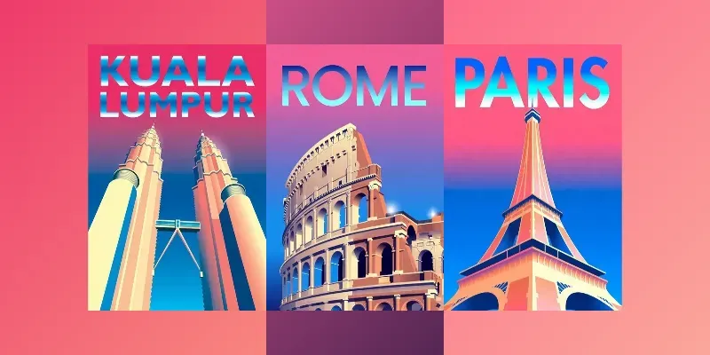 Retro Modern Travel Posters generated by undefined