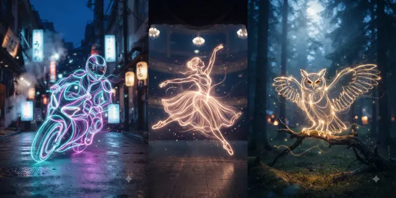 Glowing Light Trail Art generated by undefined