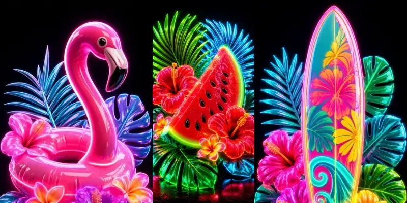 Neon 3D Tropical Illustrations generated by undefined