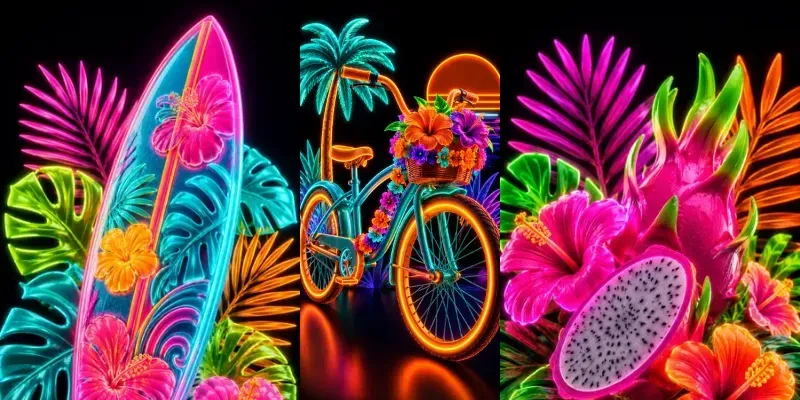 Neon 3d Tropical Illustrations generated by undefined