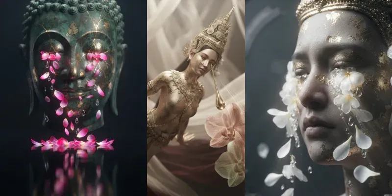 Surreal Thai Devata Flower Tears Concepts generated by undefined