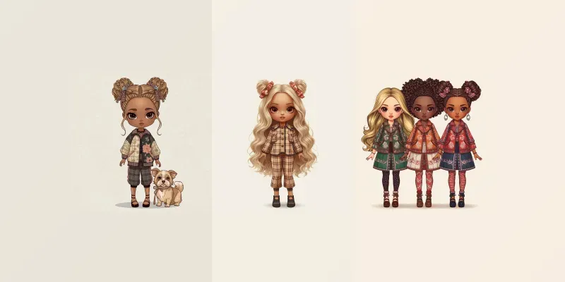 Cute Doll Fashion Girls Clipart generated by undefined