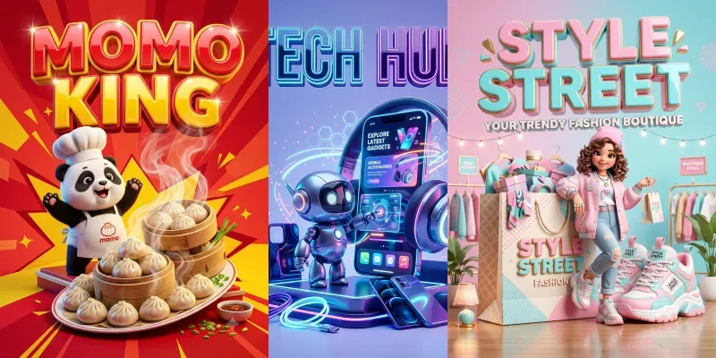 3D Shop Food Stall Poster Generator