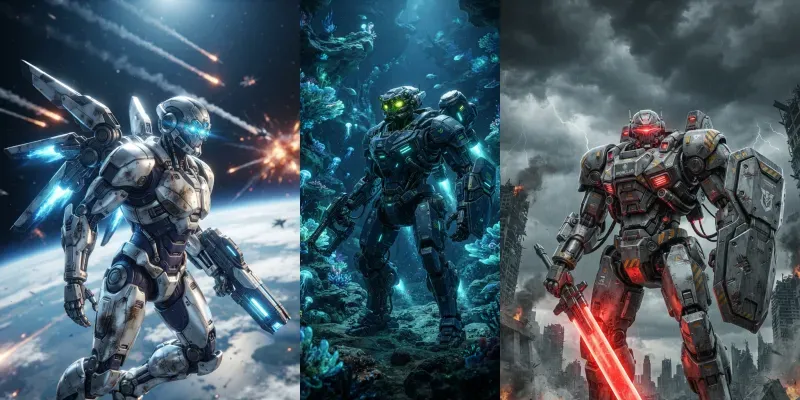 Futuristic Mecha Warriors generated by undefined