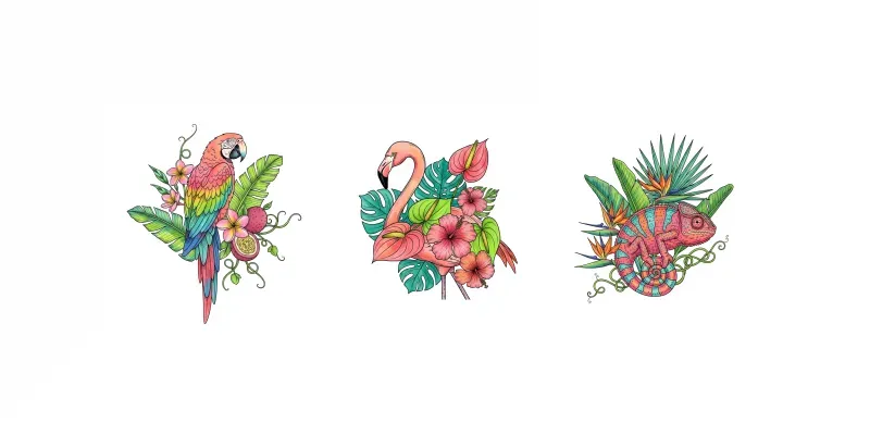 Tropical Floral Wilds Watercolor Clipart