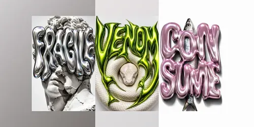 Liquid Metal Distortion Typographies generated by chatgpt-image