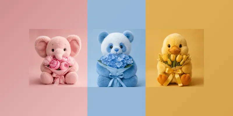 Pastel Plush Toy Floral Portraits generated by undefined