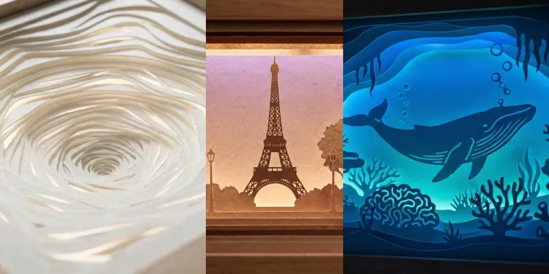 3D Paper Cut Lightbox Art generated by undefined