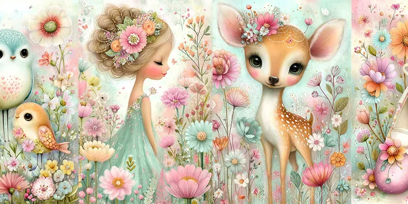 Spring Garden Junk Journal Floral Posters generated by undefined