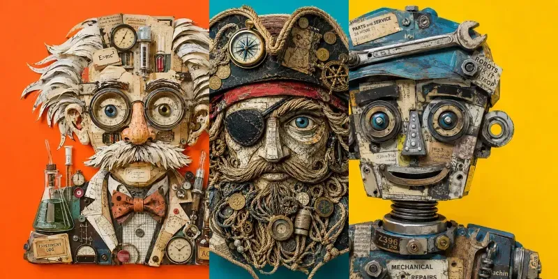Whimsical Object Face Collages generated by undefined
