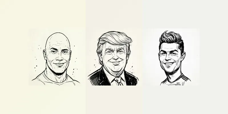 Celebrity Caricature Portrait Line Art generated by undefined