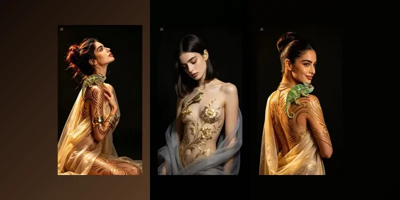 Golden Body Art Portraits Girls generated by undefined