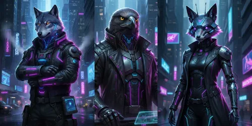 Cyberpunk Animalhead Human Portraits generated by gemini-image