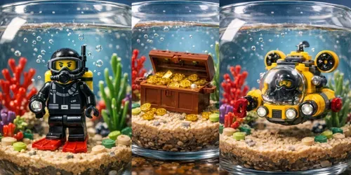 Macro Lego Underwater Displays generated by chatgpt-image