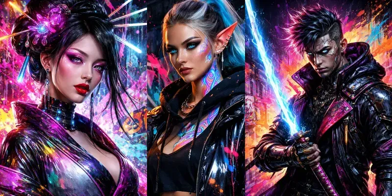 Neon Street Art Fashion Portrait Packs generated by undefined