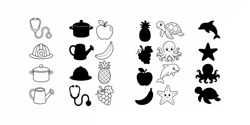 Picturetoshadow Matching Worksheets generated by undefined