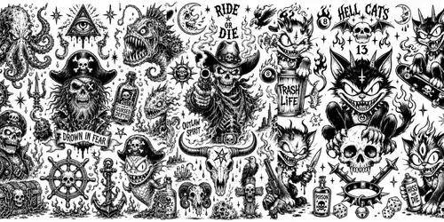 Neo Horror Tattoo Flash Packs generated by chatgpt-image