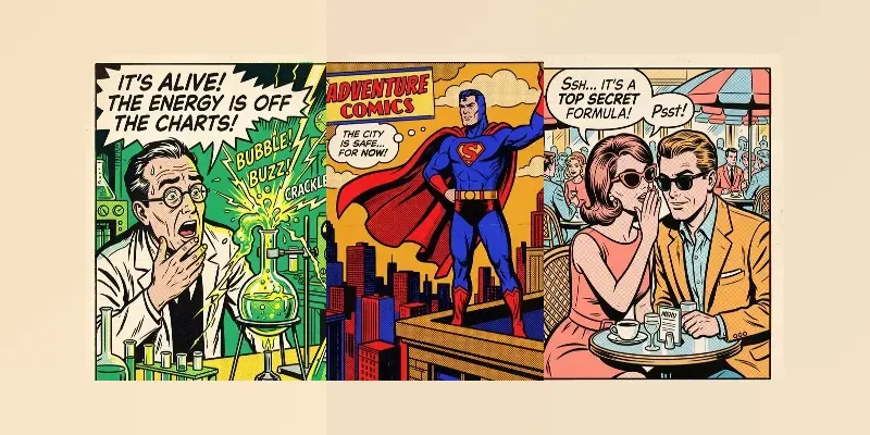 Vintage Pop Art Comic Illustrations generated by undefined