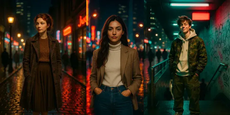 Realistic Urban Portraits At Night generated by undefined