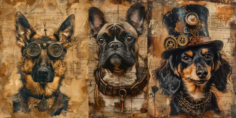 Victorian Steampunk Dog Junk Journals generated by undefined