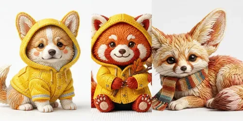 3D Puffy Embroidery Cute Character Creations generated by gemini-image