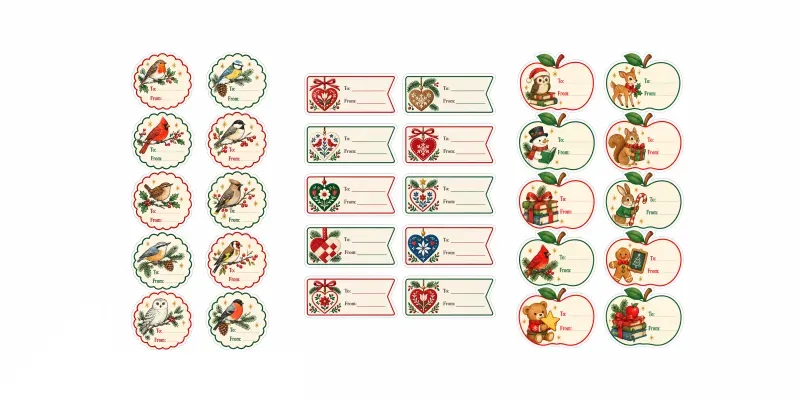 Christmas Gift Tag Sticker Sheets