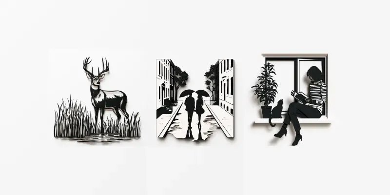 Papercut Silhouette Illustrations generated by undefined