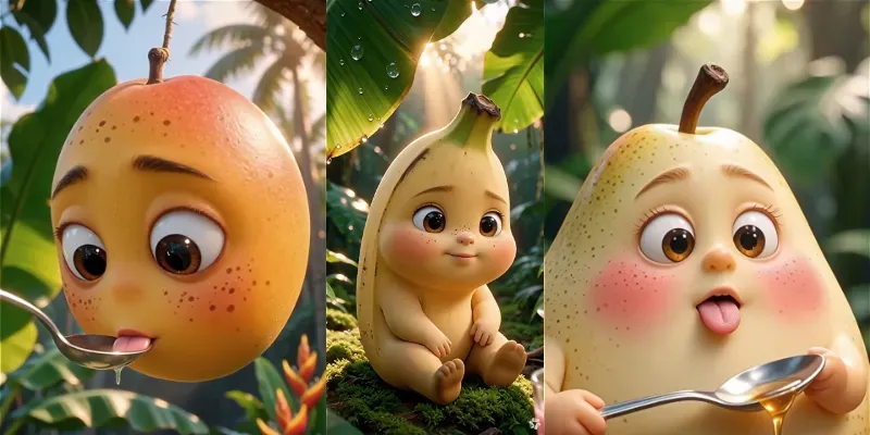 Cute Anthropomorphic Fruit Videos generated by undefined