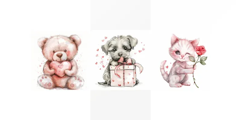 Nursery Animals Valentine Clipart