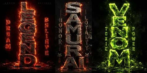 Fiery 3D Text Art Posters generated by chatgpt-image