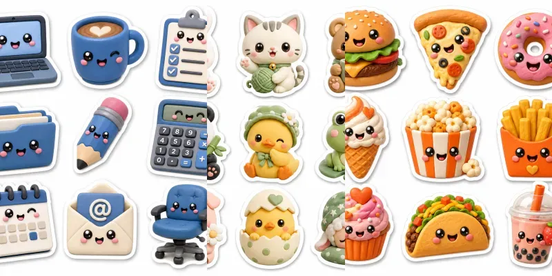 3D Clay Emoji Sticker Sheets generated by undefined