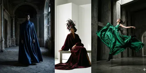 Satin Shadows Highfashion Editorials generated by gemini-image