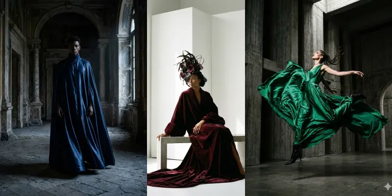 Satin Shadows Highfashion Editorials generated by undefined