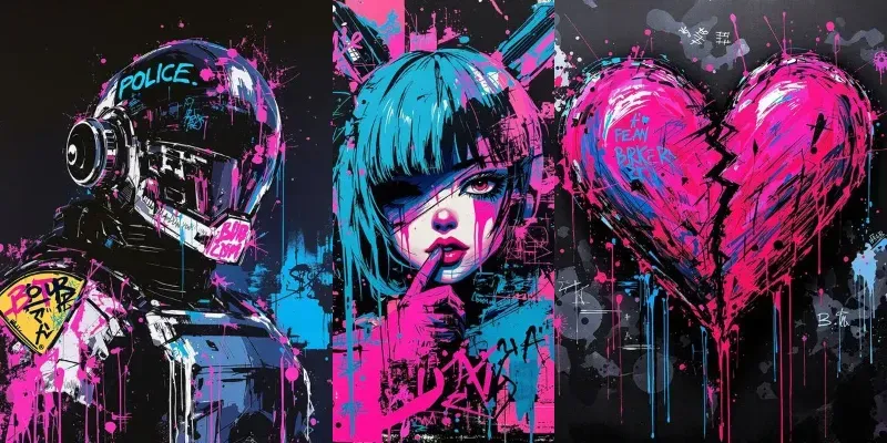 Abstract Neon Graffiti Cyberpunk Designs generated by undefined