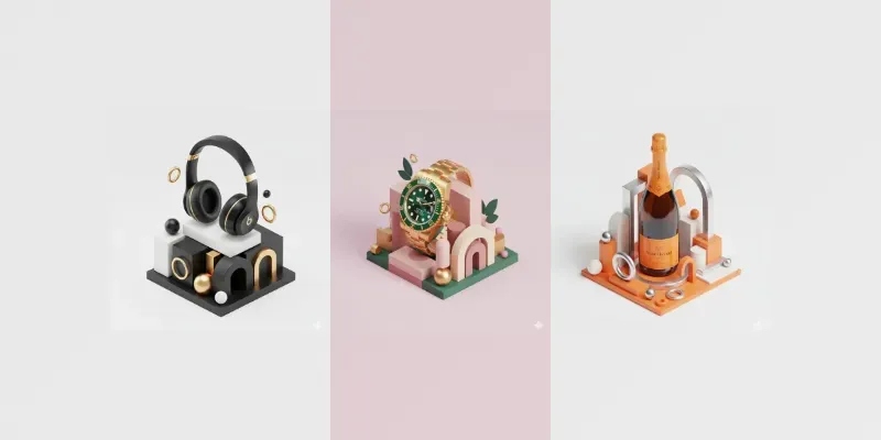 Isometric Product Shot 3d Renders generated by undefined