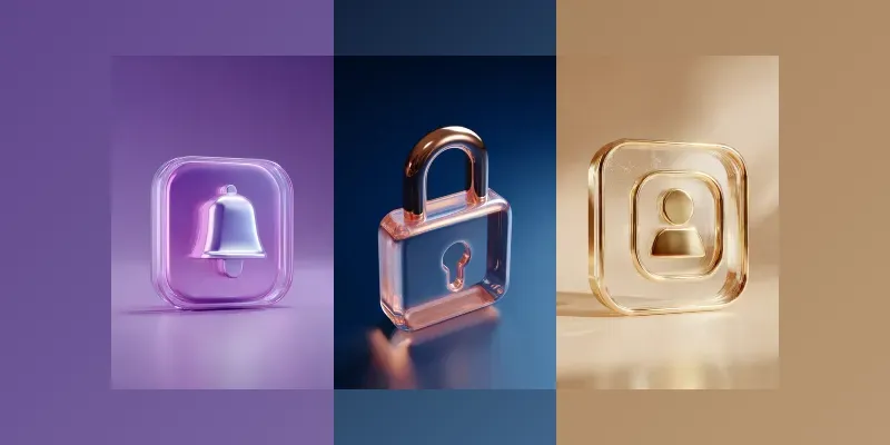 Frosted Glassmorphism 3D UI Icons generated by undefined