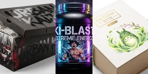 Anime Ecommerce Packaging Mockups generated by gemini-image