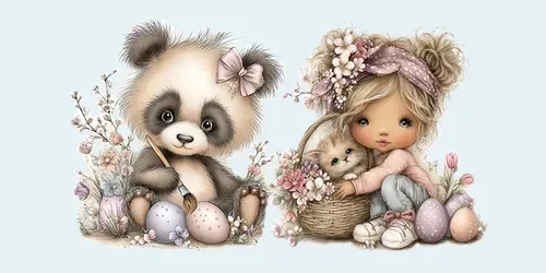 Sweet Easter Characters Tshirt Cliparts generated by midjourney
