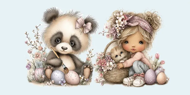 Sweet Easter Characters Tshirt Cliparts