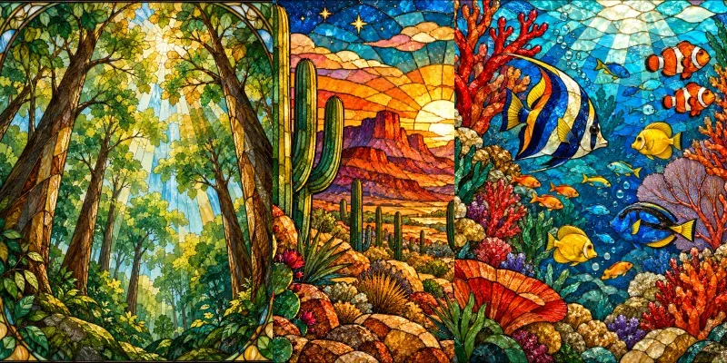 Stained Glass Nature Panels