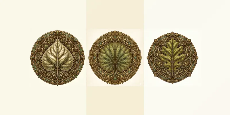 Antique Leaf Vein Emblems generated by undefined