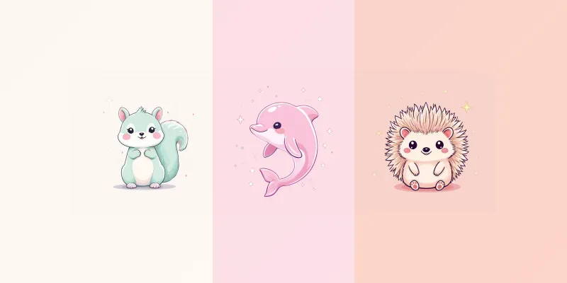 Cute Pastel Kawaii Animal Cuties generated by undefined