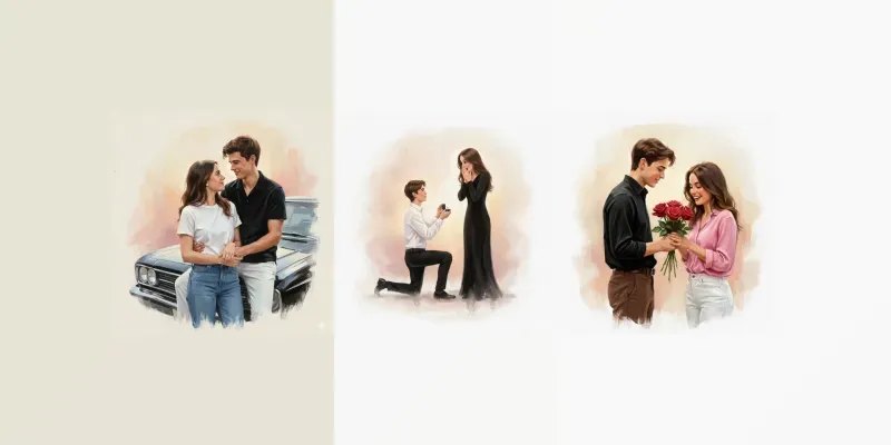 Romantic Couple Oil Paintings generated by undefined