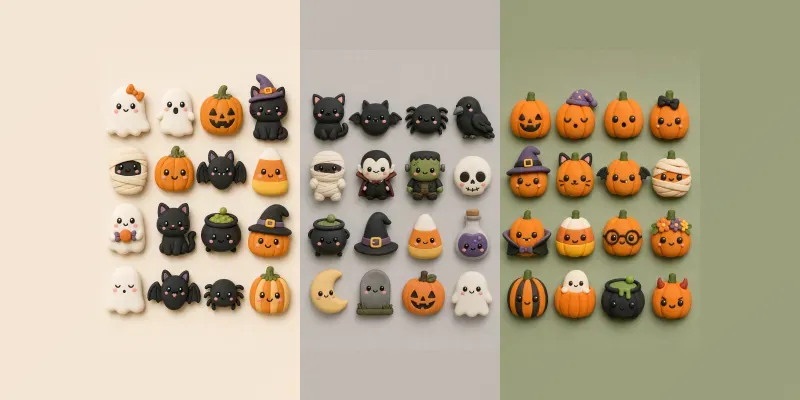 Kawaii Halloween Clay Magnets generated by undefined