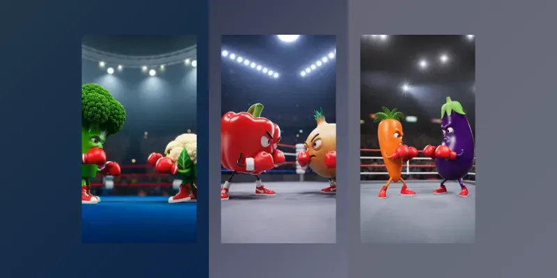 Epic Vegetable Boxing Showdowns 3D generated by undefined