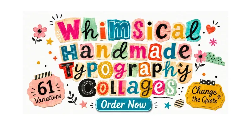 Whimsical Handmade Typography Collages generated by undefined